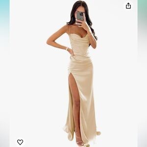 Light Champage Satin Dress. New with Tags. Never worn.